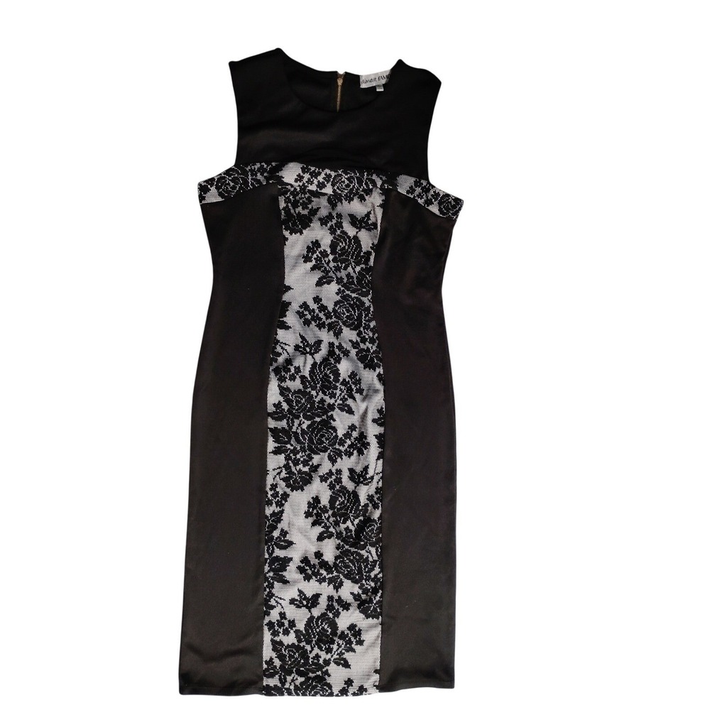 Almost Famous Black Lace Panel Bodycon Dress Gold‎ Zipper Size L